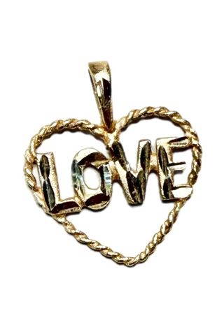 Vintage 14k Gold “Love” Heart Pendant Charm Selected by Lux Revival