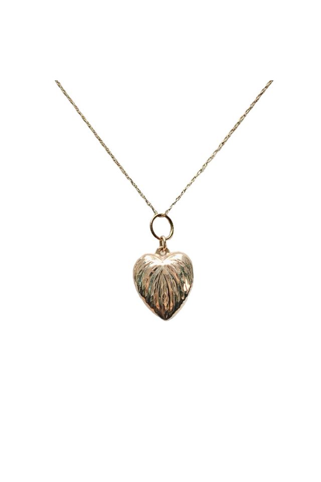 Vintage 14k Gold Puffy Heart Pendant Necklace Selected by Lux Revival #1