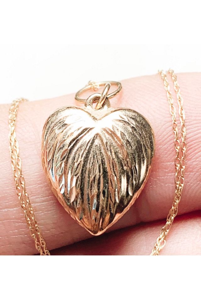 Vintage 14k Gold Puffy Heart Pendant Necklace Selected by Lux Revival #2