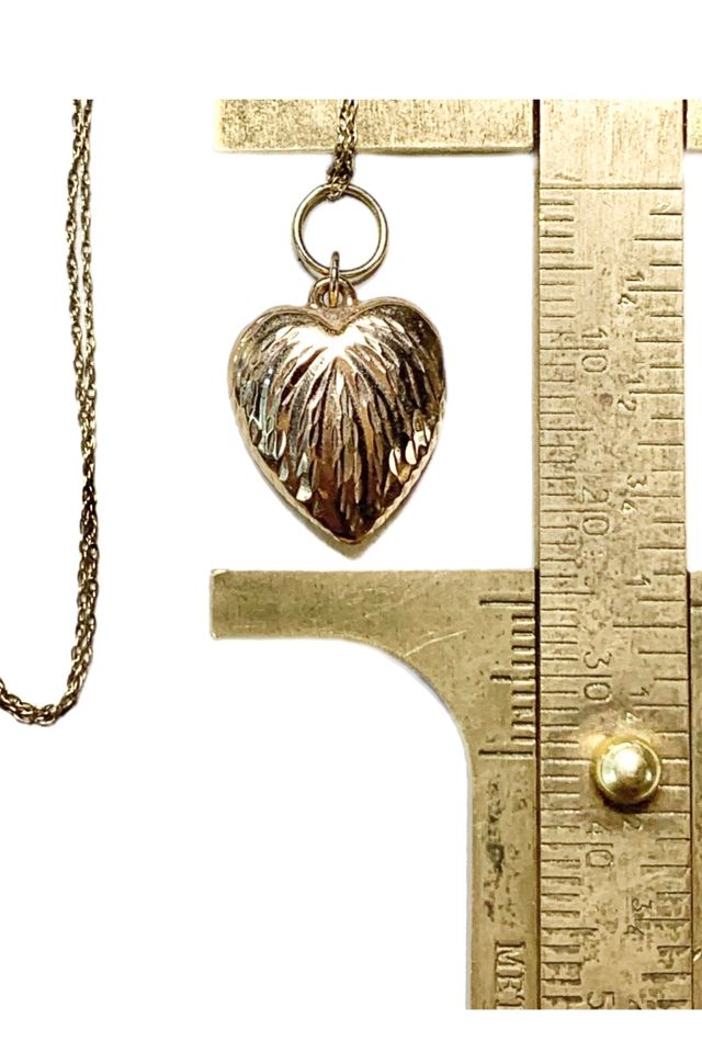 Vintage 14k Gold Puffy Heart Pendant Necklace Selected by Lux Revival #3