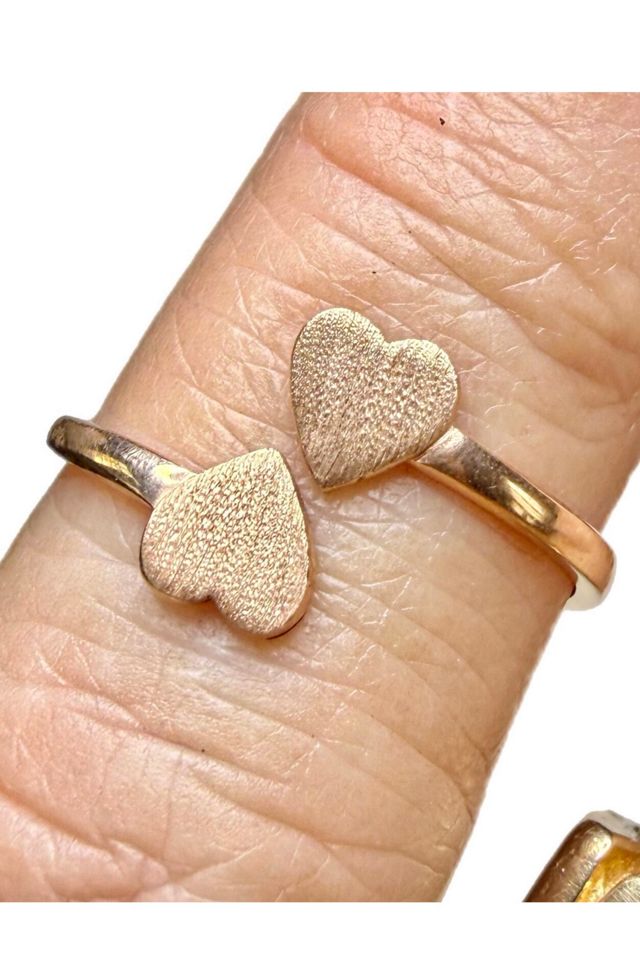 Vintage 14k Rose Gold Double Heart Bypass Ring Selected by Lux Revival #1