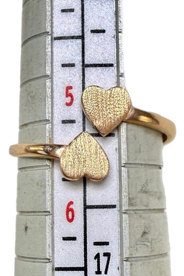 Vintage 14k Rose Gold Double Heart Bypass Ring Selected by Lux Revival #2