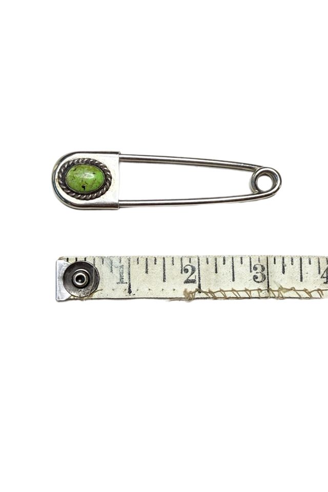 Vintage Southwestern Safety Pin Brooch with Sterling + Gemstone Selected by Lux Revival #2