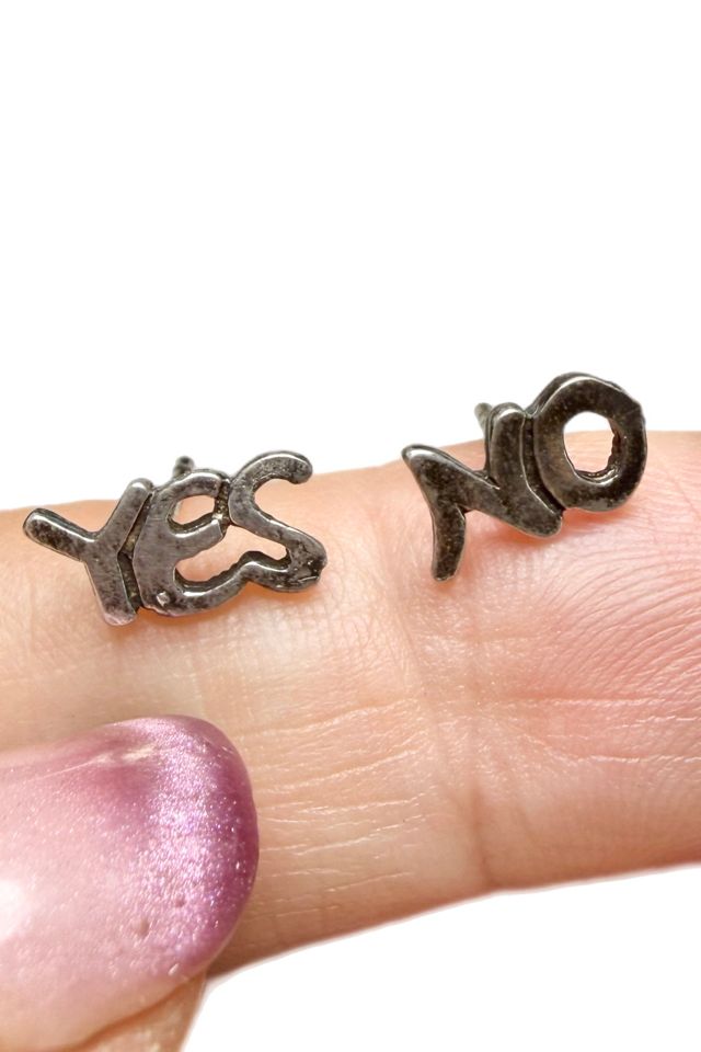Vintage Sterling Silver “Yes + No” Stud Earrings Selected by Lux Revival #1