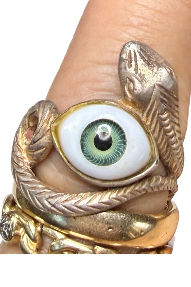 Vintage Serpent + Evil Eye Sterling Ring Size 6 3/4 Selected by Lux Revival #1
