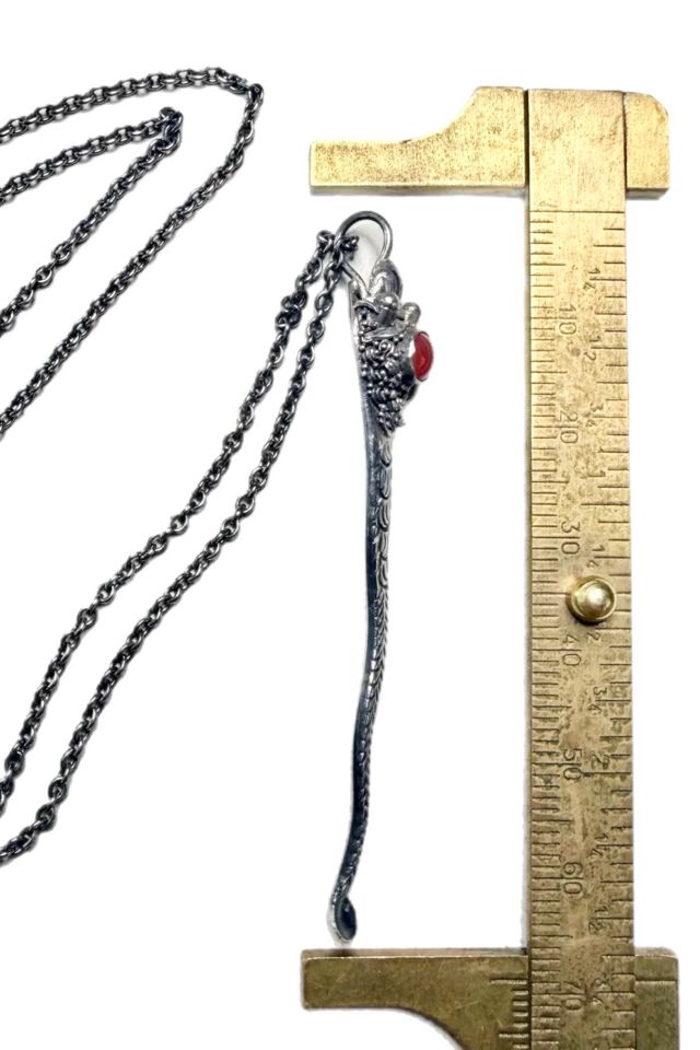 Egyptian Revival Sterling Cobra Snake Necklace with Carnelian Selected by Lux Revival #2