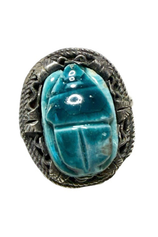 Vintage 1970s Sterling Egyptian Revival Scarab Ring Selected by Lux Revival