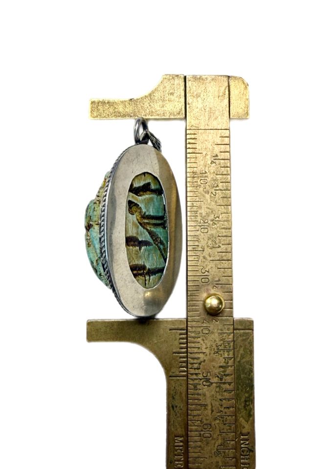 Egyptian Revival 1970s XL Sterling Scarab Pendant Selected by Lux Revival #2