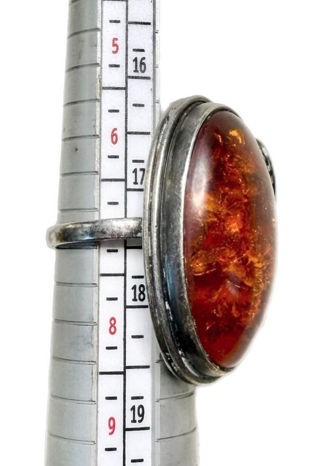 Vintage XL Sterling + Baltic Amber Ring Selected by Lux Revival #2