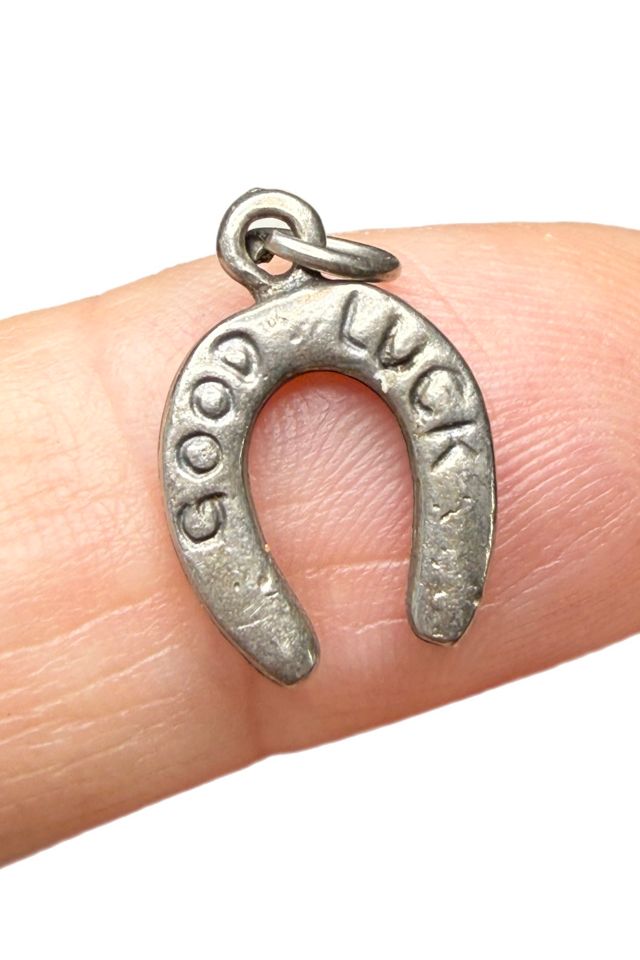 Deco Sterling Silver Horseshoe Good Luck Pendant Charm Selected by Lux Revival #1