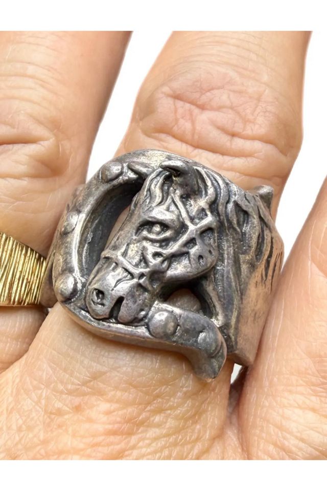 Mid Century Sterling Silver Horse Head Ring Selected by Lux Revival #1