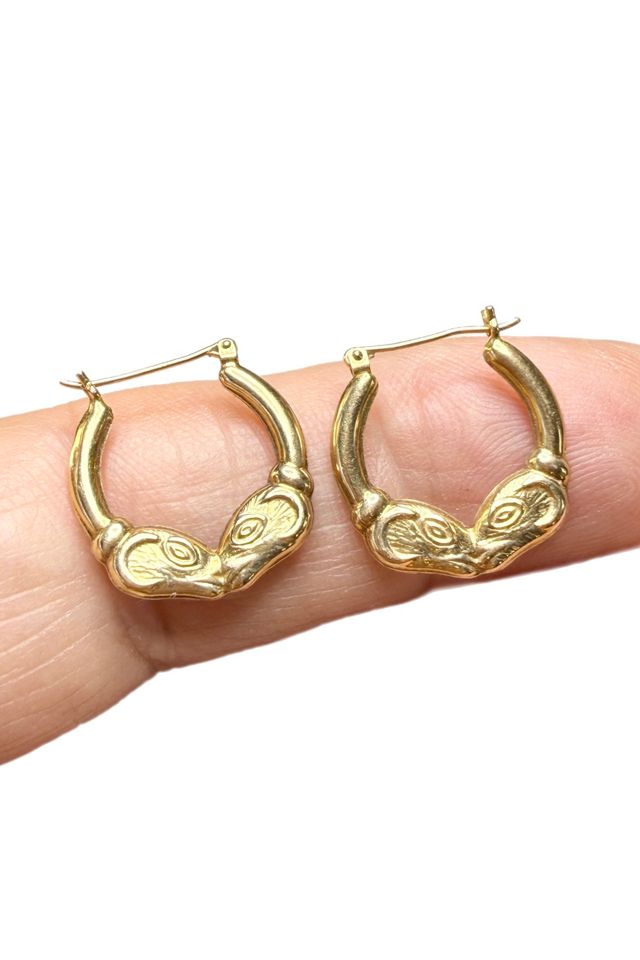 Vintage 14k Gold Double Ram Huggie Hoop Earrings Selected by Lux Revival #1