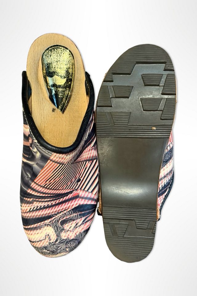 Y2K Techno Rave Print Leather Clogs Selected By Ritual Vintage #2