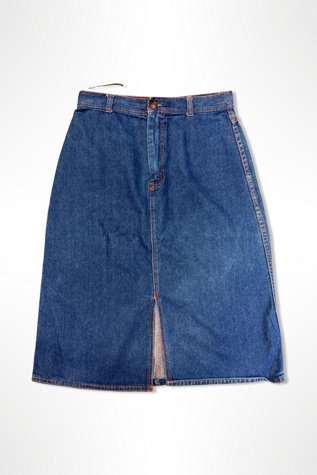 1970s High Waisted Denim Midi Skirt Selected By Ritual Vintage