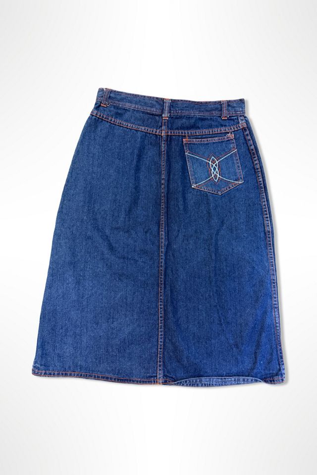 1970s High Waisted Denim Midi Skirt Selected By Ritual Vintage #1