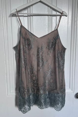 Ice Blue Lacey Tunic Top with Beige Liner Selected by KA.TL.AK