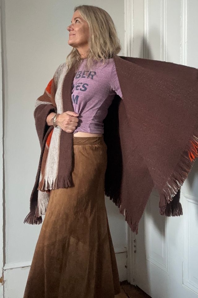 Vintage Brown Suede Maxi Patchwork Skirt Selected by KA.TL.AK #3