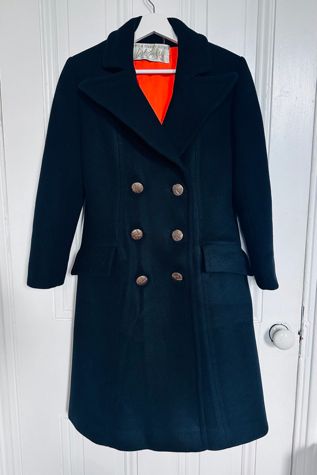 Vintage Black Wool Double-Breasted Tailored Pea Coat Selected by KA.TL.AK