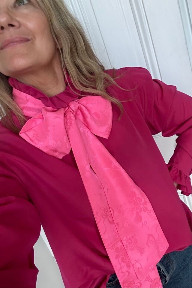 Vintage Deep Pink Blouse with Ruffle Collar and Cuffs Selected by KA.TL.AK #3