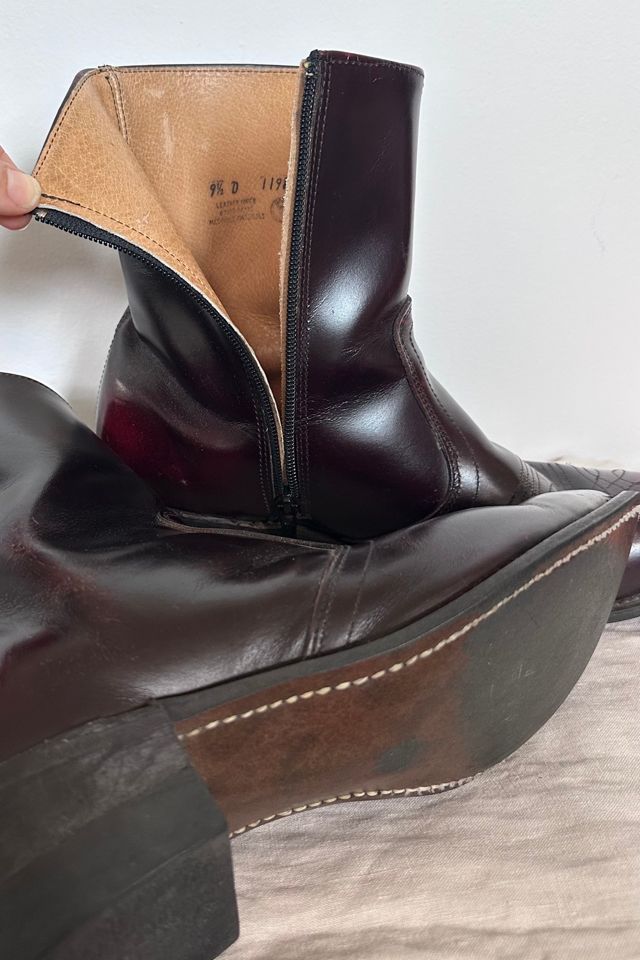 Vintage Men’s Leather Side-Zip Western Ankle Boots Selected by KA.TL.AK #1