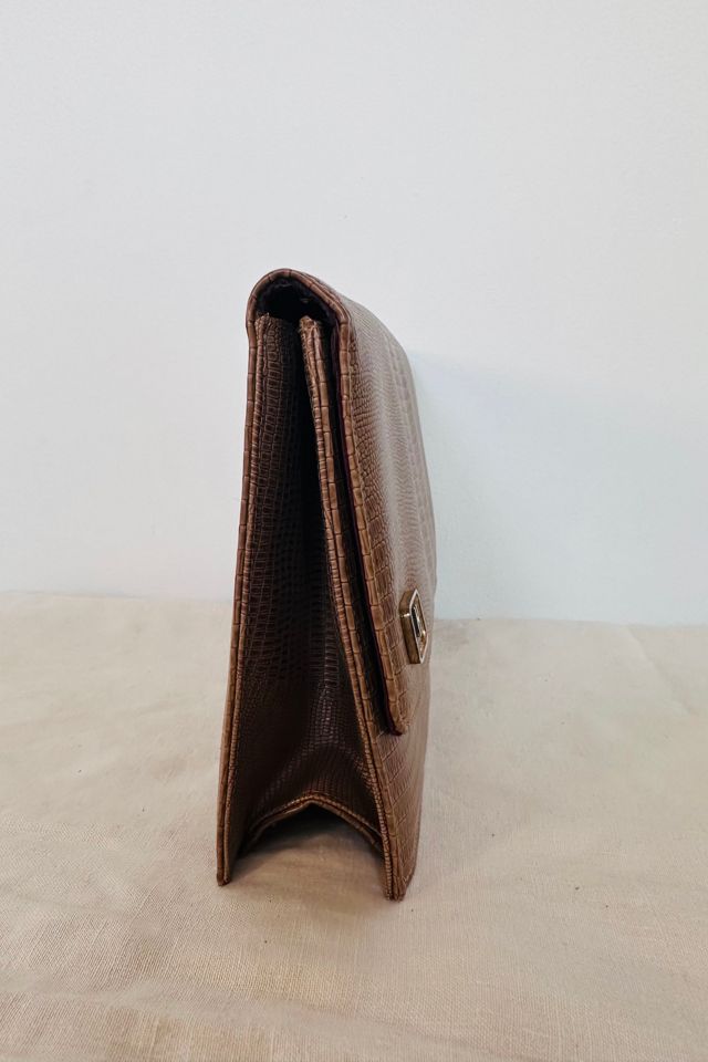 Vintage Tan Faux Croc Andre Purse with Gold Chain Selected by KA.TL.AK #2