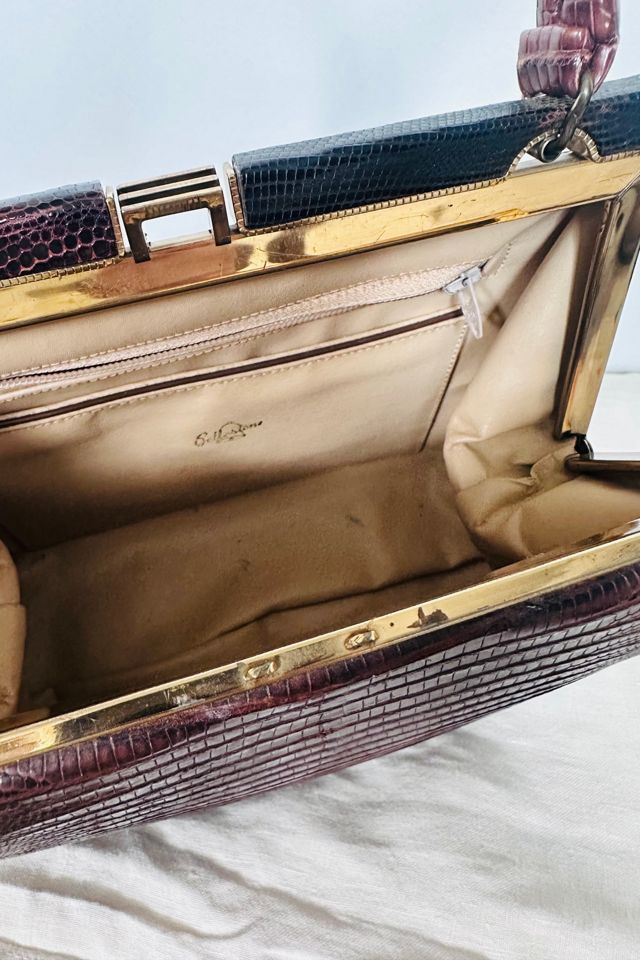 Vintage 1950’s Bellestone Crocodile Box Handbag with Clasp Closure Selected by KA.TL.AK #1