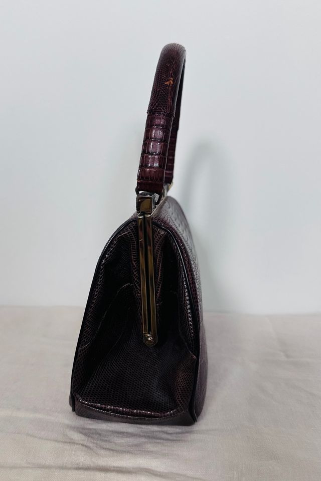 Vintage 1950’s Bellestone Crocodile Box Handbag with Clasp Closure Selected by KA.TL.AK #3