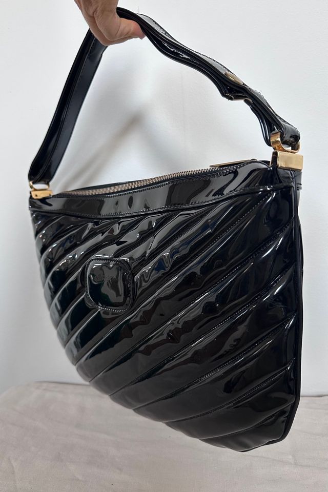 Vintage Patent Leather Tufted Purse with Adjustable Strap Selected by KA.TL.AK #1