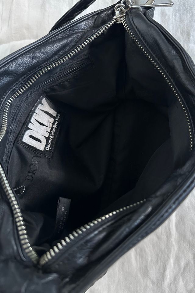 Vintage 90’s Supple Black Leather DKNY Bag with Silver Accents Selected by KA.TL.AK #3