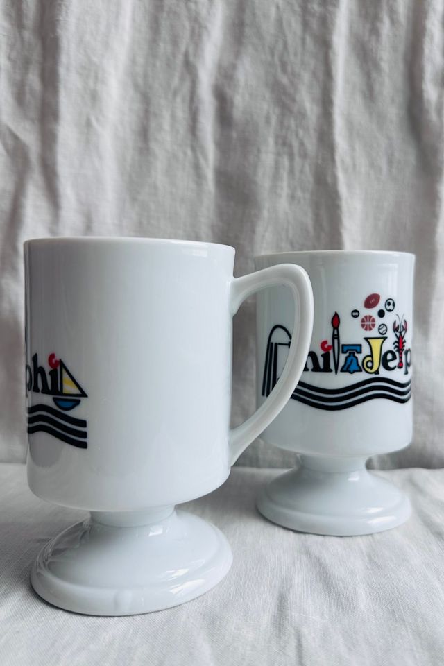 Vintage 1976 Bicentennial Philadelphia Pedestal Mug Set Selected by KA.TL.AK #3