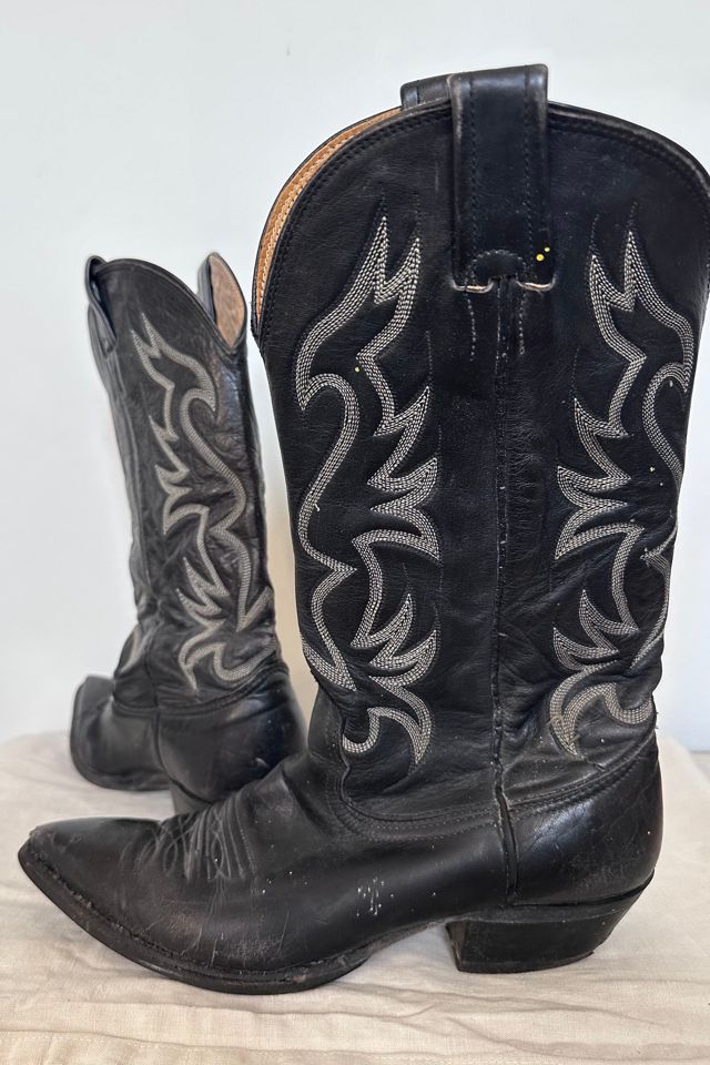 Vintage Black Nocona Boots with White Stitching Selected by KA.TL.AK #1