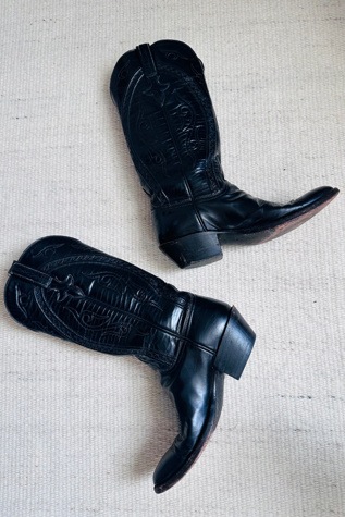 Vintage Black Lucchese Classic Handmade Boots Selected by KA.TL.AK