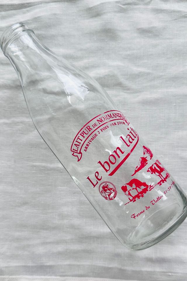 Vintage Le Bon Lait French Glass Milk Bottle with Red Graphics Selected by KA.TL.AK #3