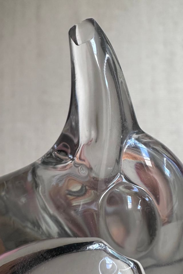 Vintage 1960’s Art Vannes France Glass Crystal Bird Dish with Small Chip Selected by KA.TL.AK #2