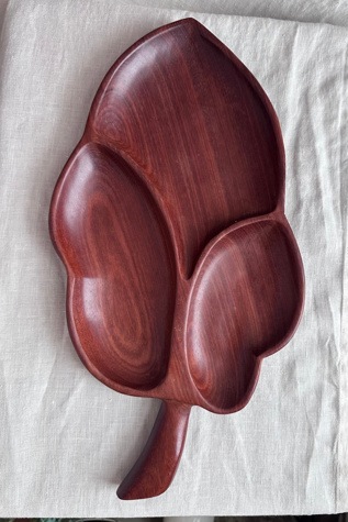 Vintage Mid Century Modern Hand Carved Wood Leaf Tray Selected by KA.TL.AK