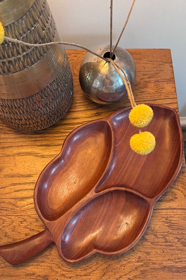 Vintage Mid Century Modern Hand Carved Wood Leaf Tray Selected by KA.TL.AK #2