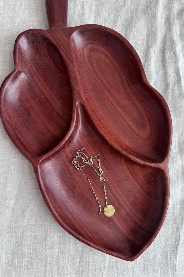 Vintage Mid Century Modern Hand Carved Wood Leaf Tray Selected by KA.TL.AK #3
