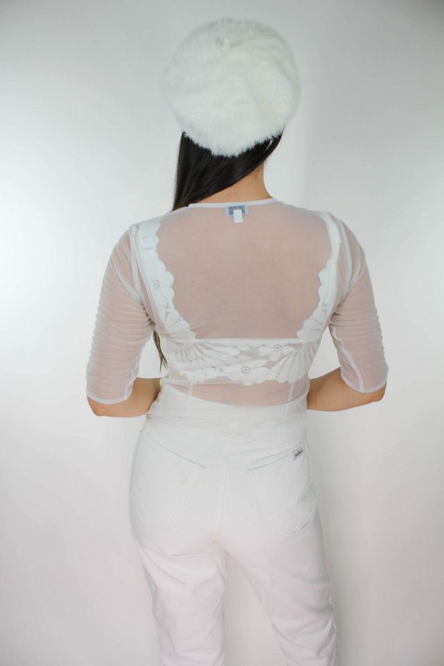 1990s Italian White Sheer Chiffon Button Down Cardi Selected By Moons + Junes Vintage #3