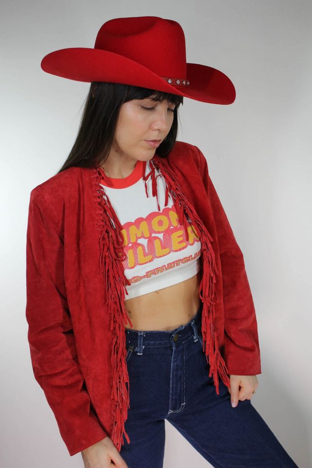 1980s Red Fringe Western Suede Jacket Selected By Moons + Junes Vintage #3