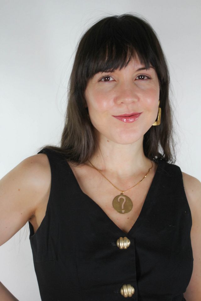Vintage Question Mark Gold Tone Brass Pendant Necklace Selected By Moons + Junes Vintage #1