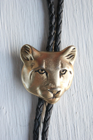 Upcycled Vintage Gold Mountain Lion Brooch Bolo Tie Selected By Moons + Junes Vintage