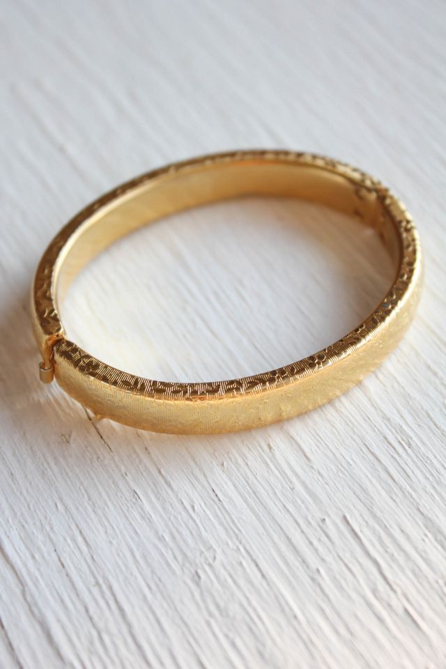 Vintage Gold Tone Art Nouveau Engraved Floral Bangle Selected By Moons + Junes Vintage #2