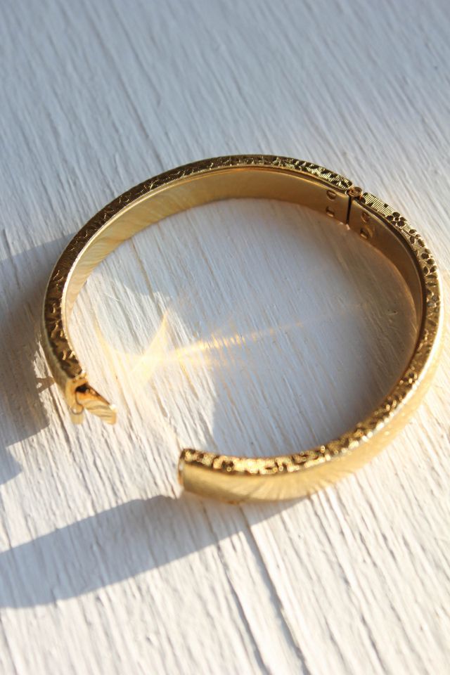Vintage Gold Tone Art Nouveau Engraved Floral Bangle Selected By Moons + Junes Vintage #3