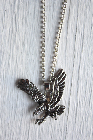 Vintage Eagle Pendant Silver Chain Necklace Selected By Moons + Junes Vintage