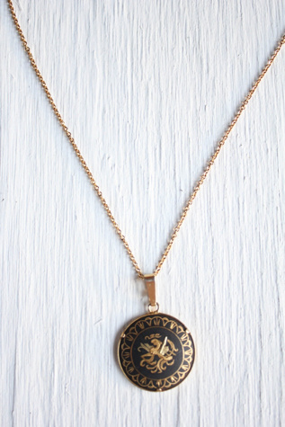 Vintage Spanish Toledo Damascene Pendant Necklace Selected By Moons + Junes Vintage