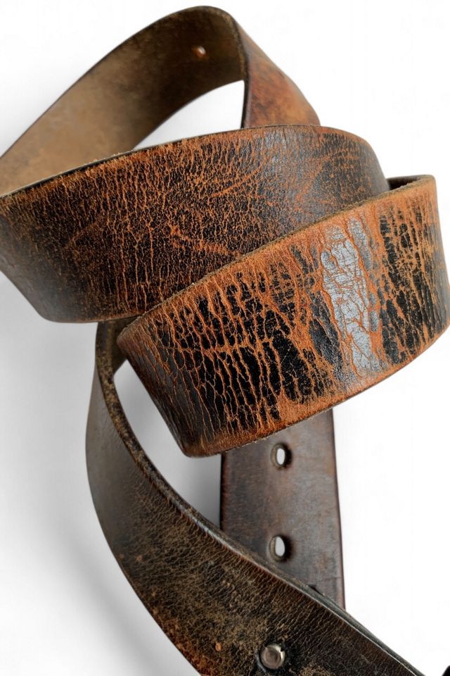 Vintage 1970s Distressed Leather Belt Selected by SharpLilTeeth #1