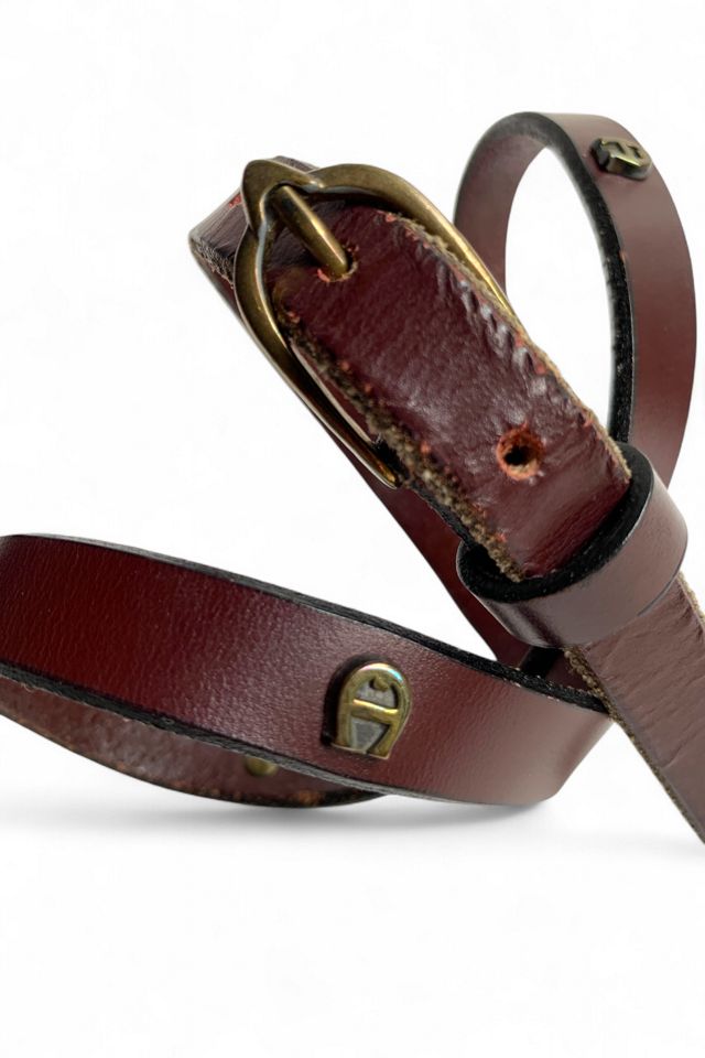Vintage Aigner Burgundy Leather Skinny Belt Selected by SharpLilTeeth #1