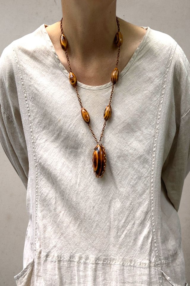 Vintage Copper & Lacquered Wood Statement Necklace Selected by SharpLilTeeth #2