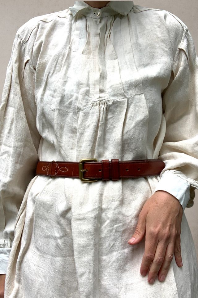 Vintage Leather & Brass Topstitched Belt Selected by SharpLilTeeth #2