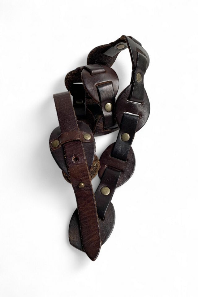 Vintage Linked Leather & Brass Stud Belt Selected by SharpLilTeeth #2